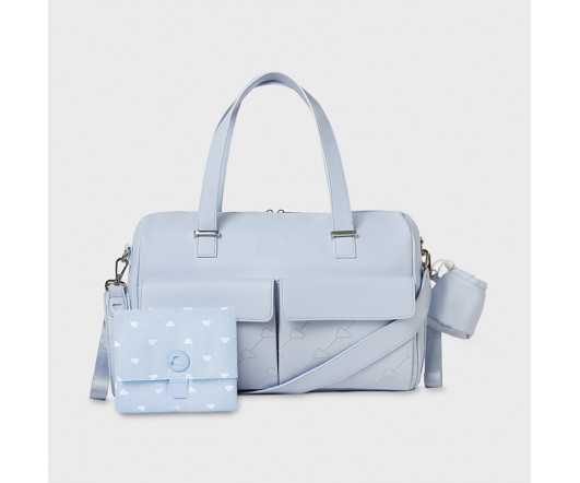 Bolso maternidad con accesorios grabado Baby blue