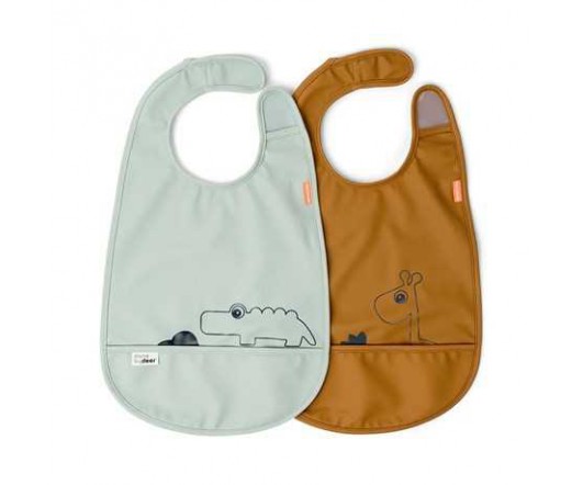 Pack 2 Baberos con Velcro Deer Friends Mustard/Green