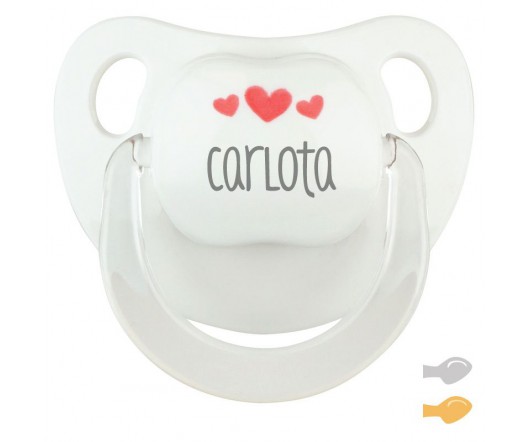 Chupete Baby Deco Blanco Corazones rojo personalizado