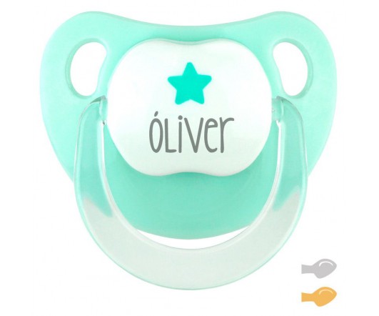 Chupete Baby Deco Estrella mint personalizado