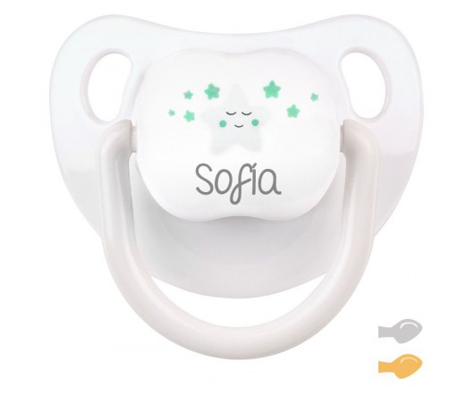 Chupete Baby Deco Blanco Estrella sonrisa personalizado