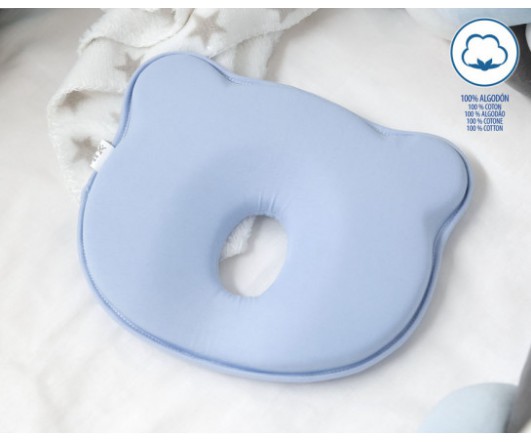 Almohada Ergonómica Para Bebés Azul 25X20X3CM