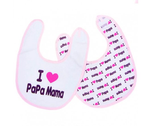 Set de Baberos Estampado Rosa "I Love Papa Mama"