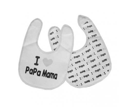 Set de Baberos Estampado Gris "I Love Papa Mama"