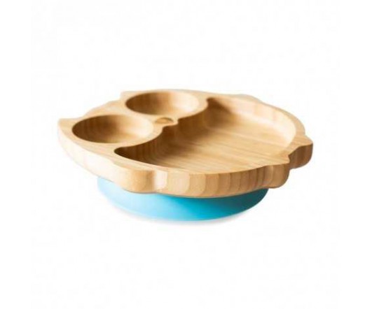 Plato Bamboo Buho Azul Eco Rascals